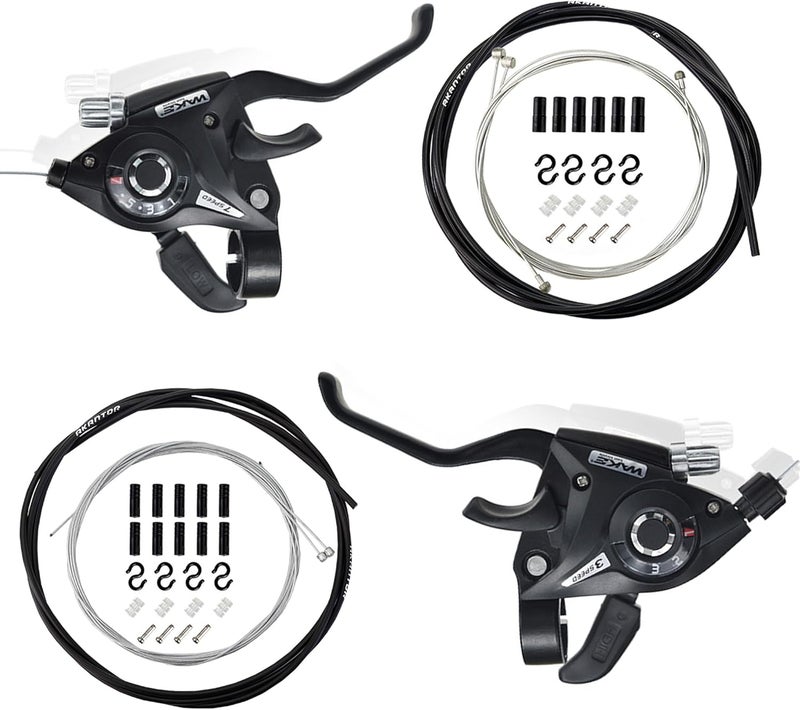 Libereco Bike Shifter and Brake 21 Speed (Left 3 Speed and Right 7 Speed) Bicycle Shifter Lever with Shifter and Brake Cable Housing and End Cup for Mountain Bike, City Bike, Folding Bike - Image 1